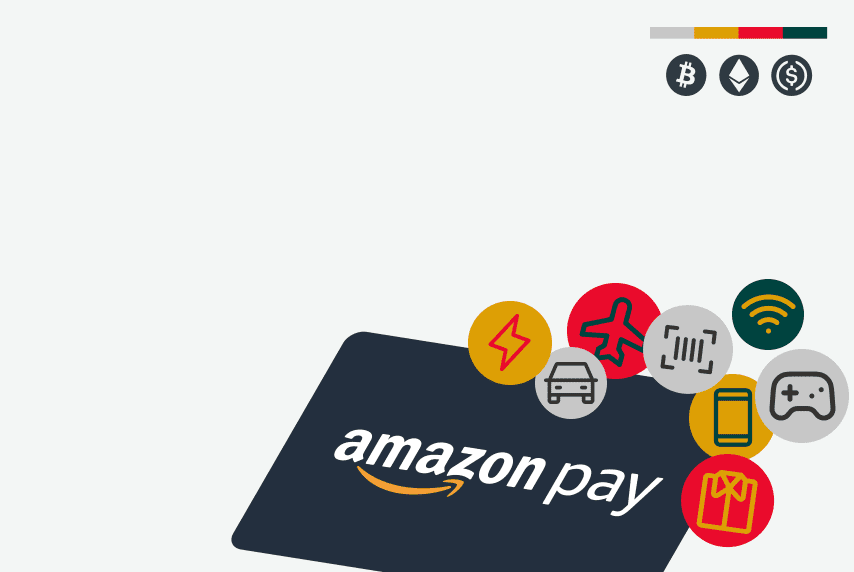 Amazon pay image with logos for electricity, travel, food, games, wifi and cars